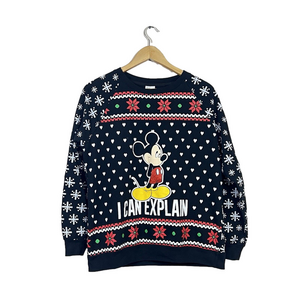 Disney Mickey Mouse I CAN EXPLAIN Long Sleeve Sweater Juniors Large (11-13)